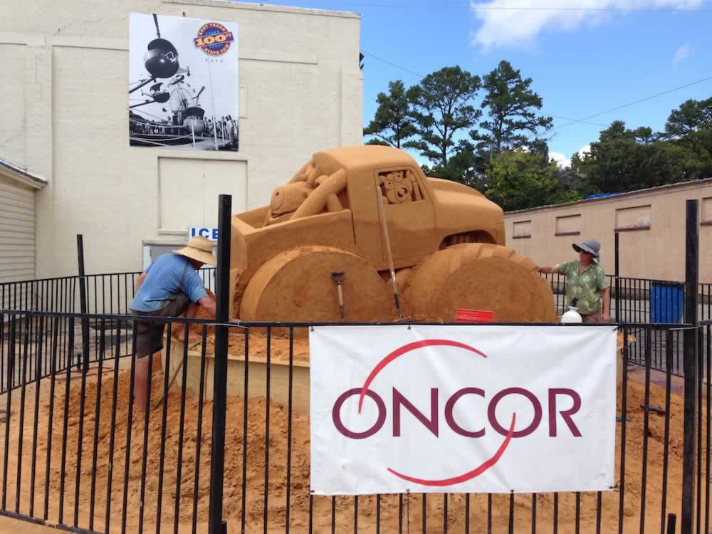 Building the sand castle at the East Texas State Fair in Tyler