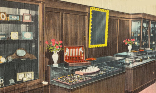 Interior view of the Pratt Jewelry Company ... East Texas' Largest